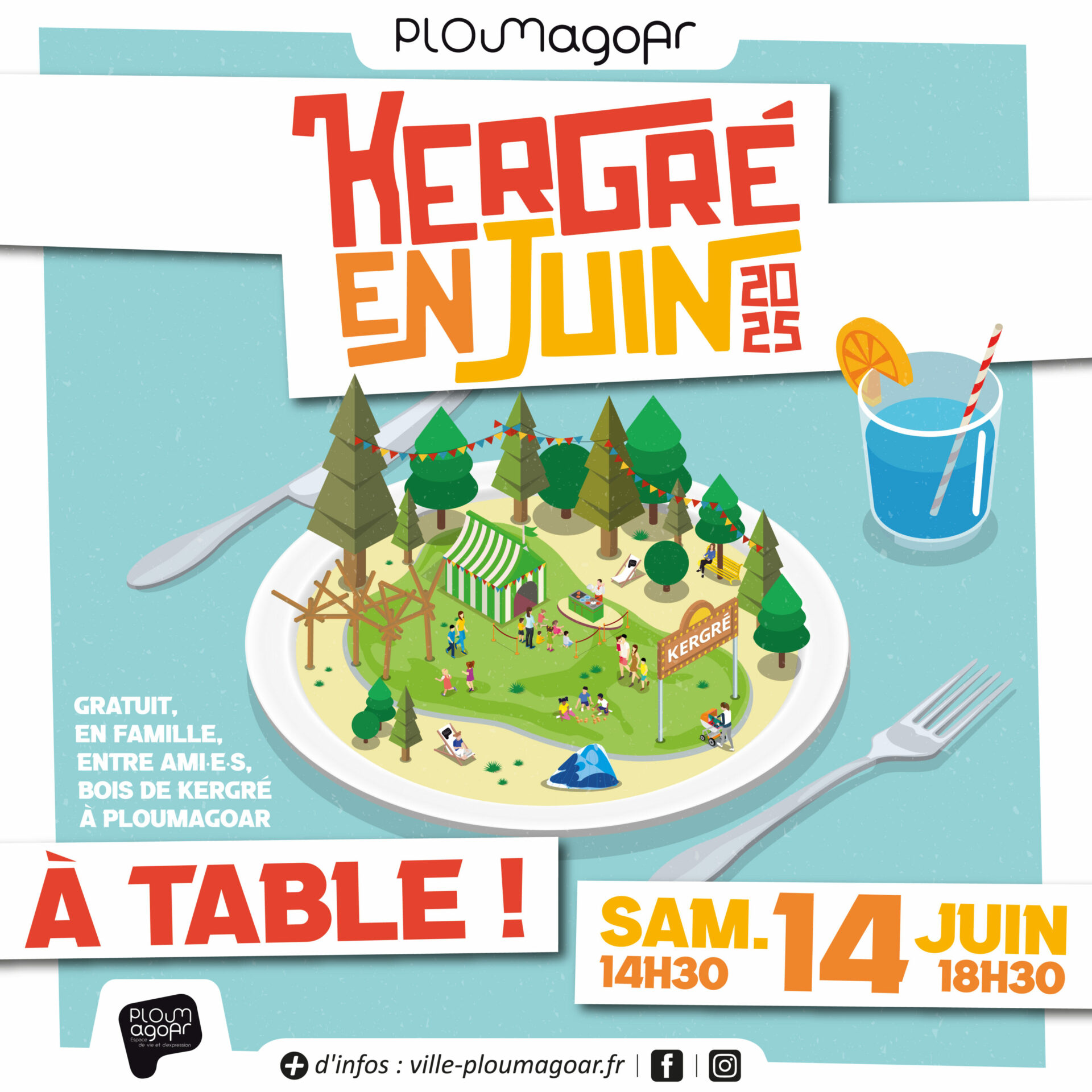 Visuel de Kergré en Juin 2025, présentant une assiette composée d'élements du bois de Kergré