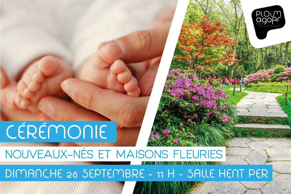 Image de pieds de bébé et image d'un jardin fleuri