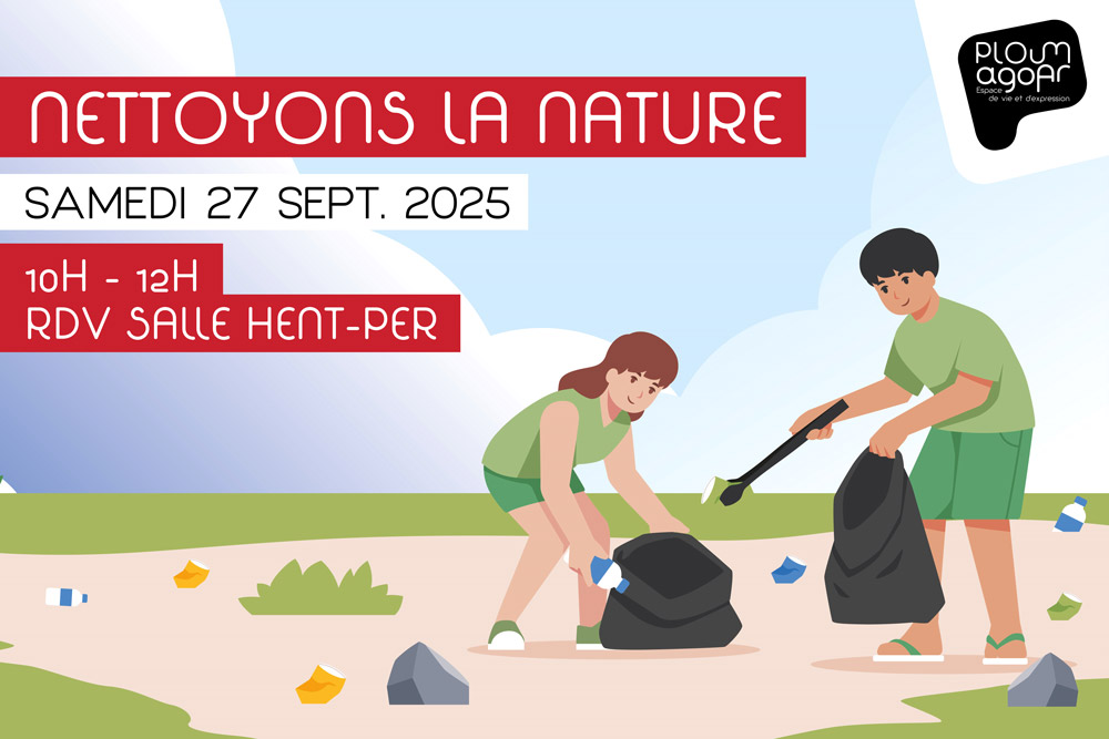 Illustration d'enfants ramassant des déchets avec des sacs poubelles noirs